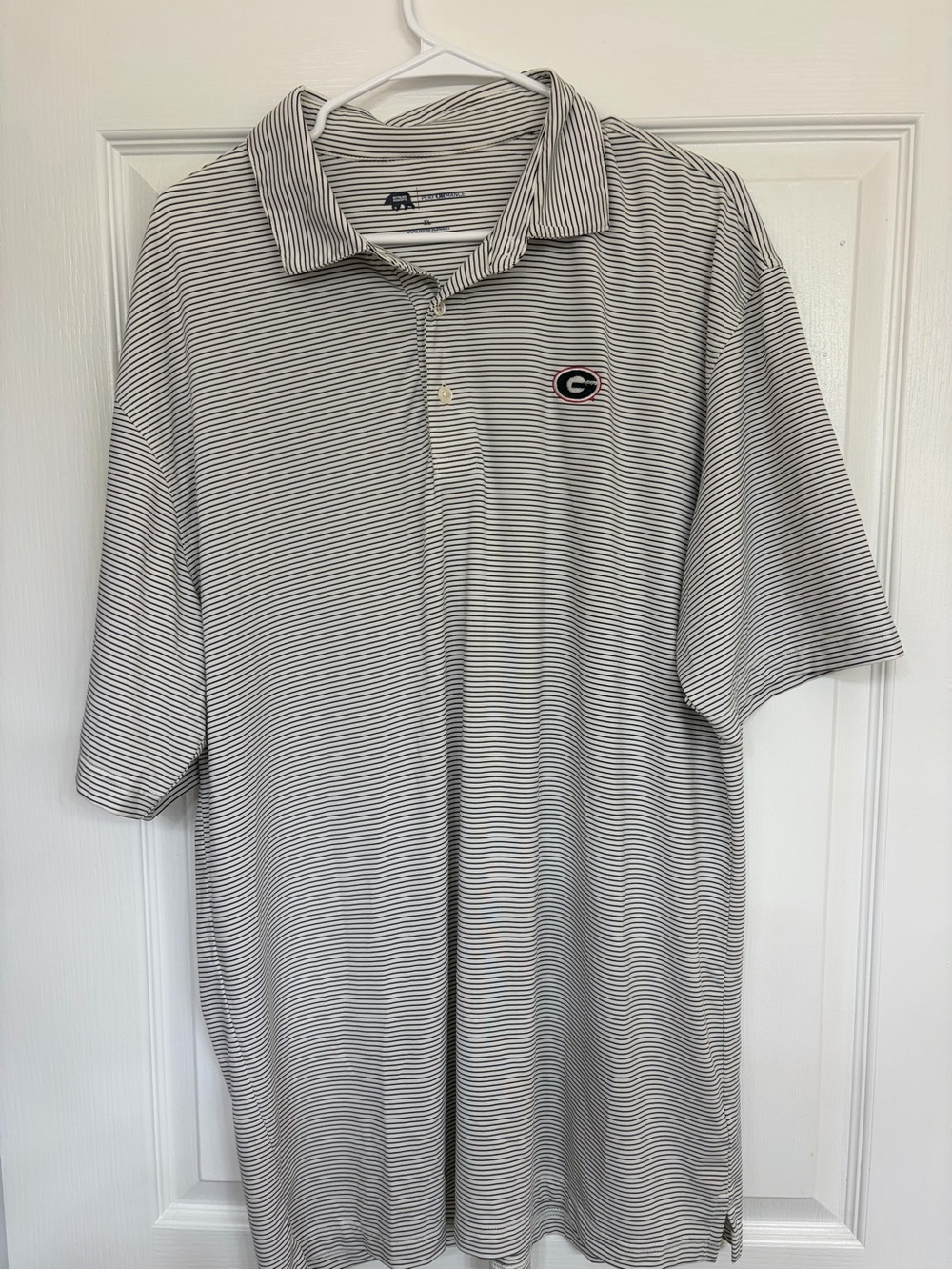 Georgia Bulldogs Striped Polo Shirt - Gray/White